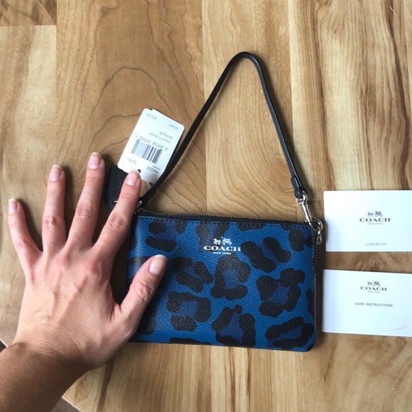 Coach Blue Leopard Wristlet - Picture 3 of 8
